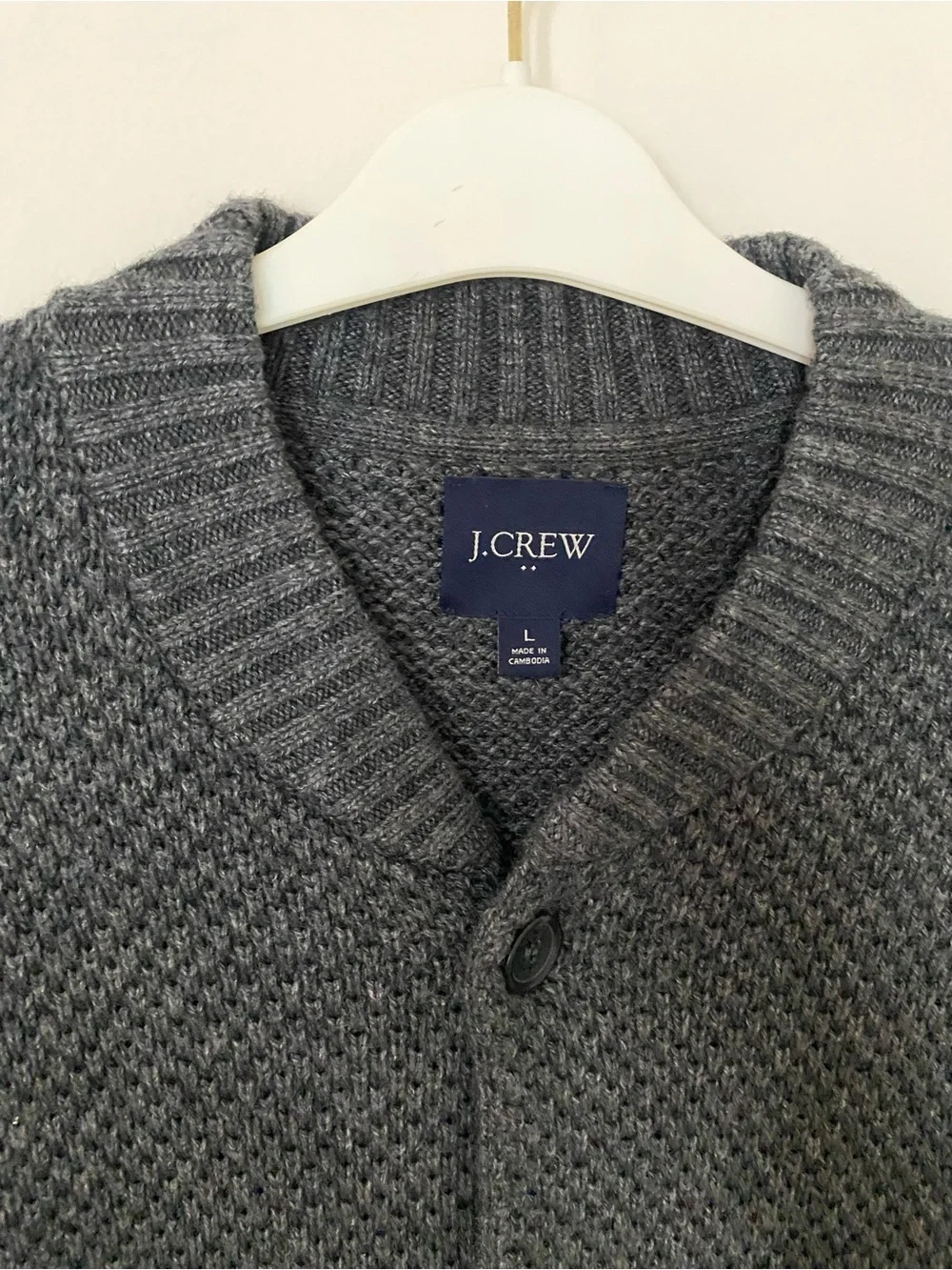 J. Crew Men’s Supersoft Lambswool-blend Gray  Bomber Sweater jacket Size Large